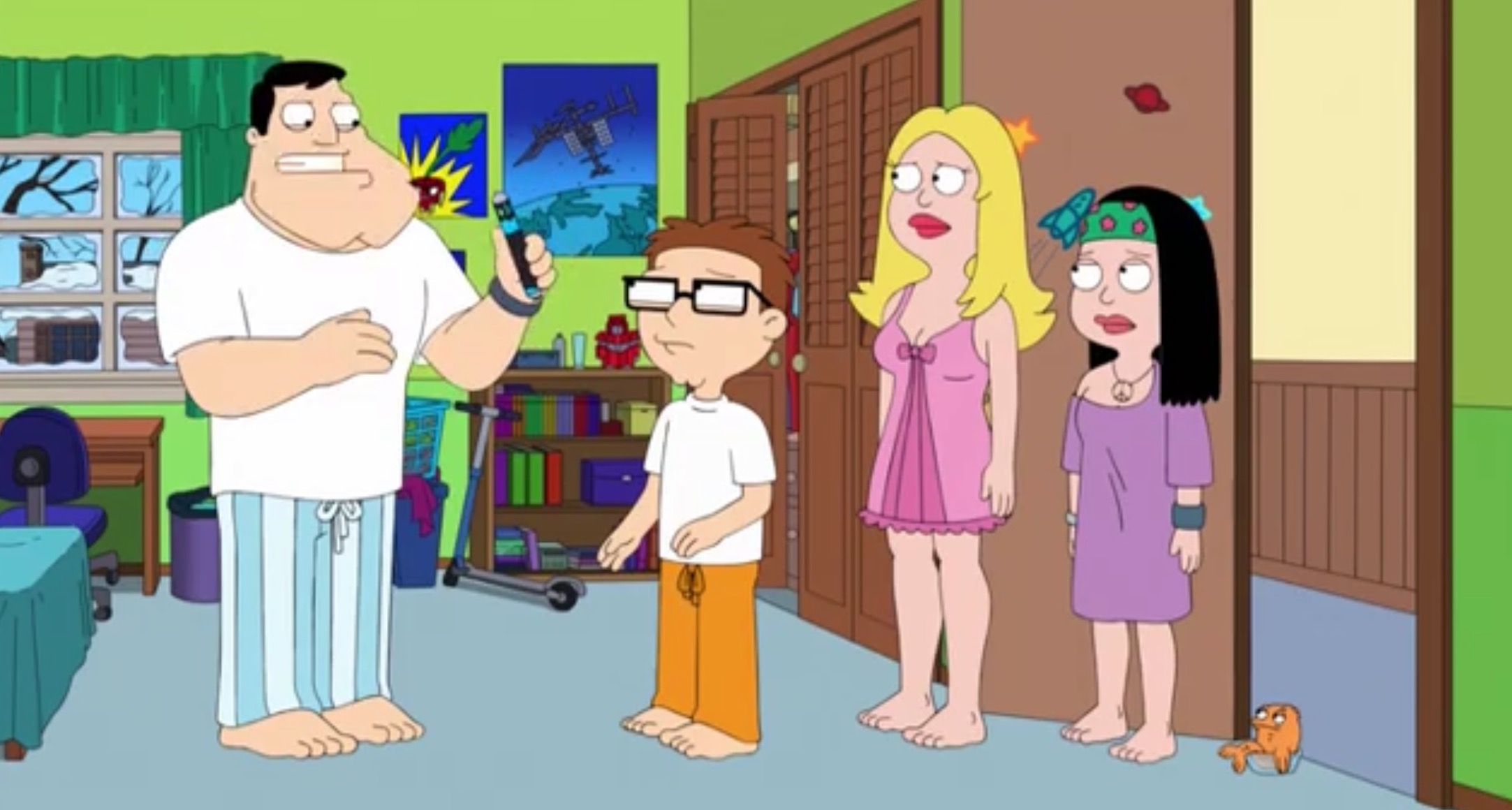 American Dad
It has the ability to wipe the mind of anybody who sees the flash via isolating and editing certain electronic impulses related to memory. 