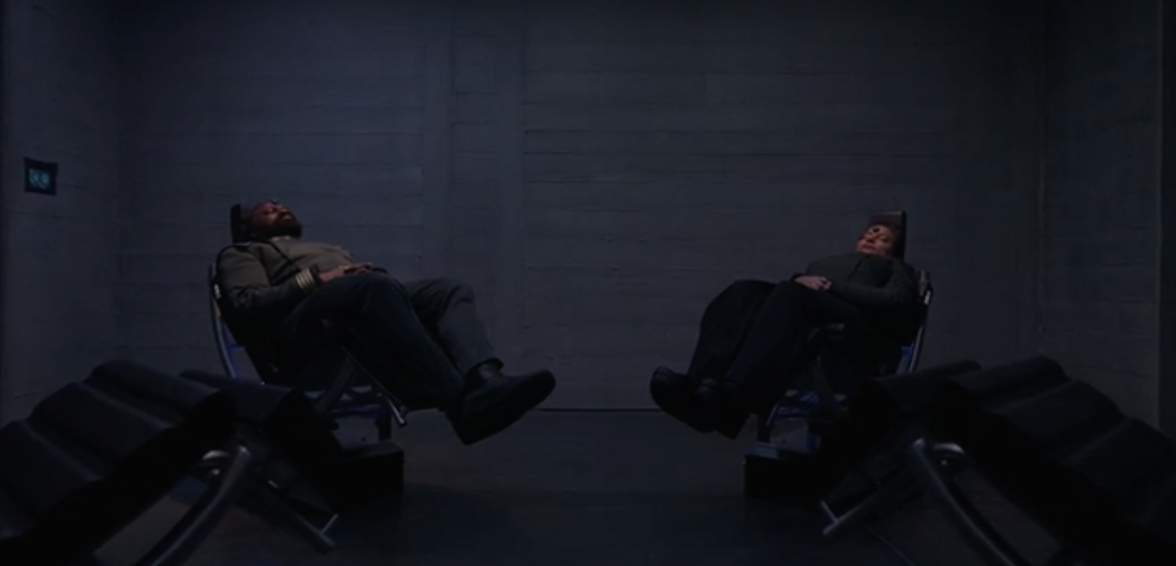 Halo
Astral projection technology, which places the wearer in the room, visible only to one another, as they both lie on a chair.